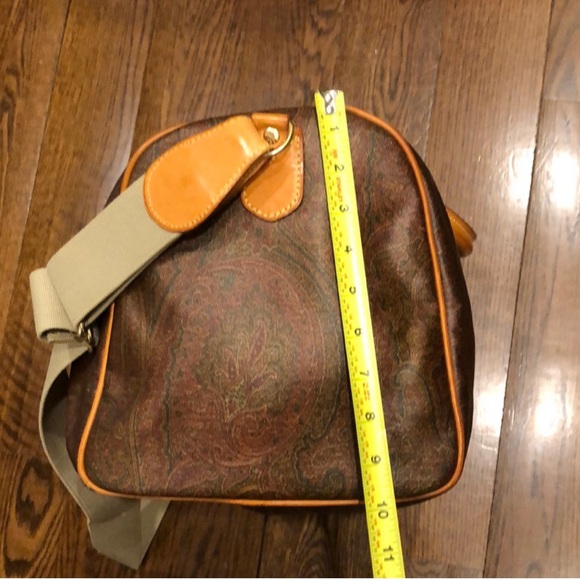METRO MILANO Paisley Coated Canvas Vachetta Leather Boston Shoulder Weekend Bag - Picture 8 of 17